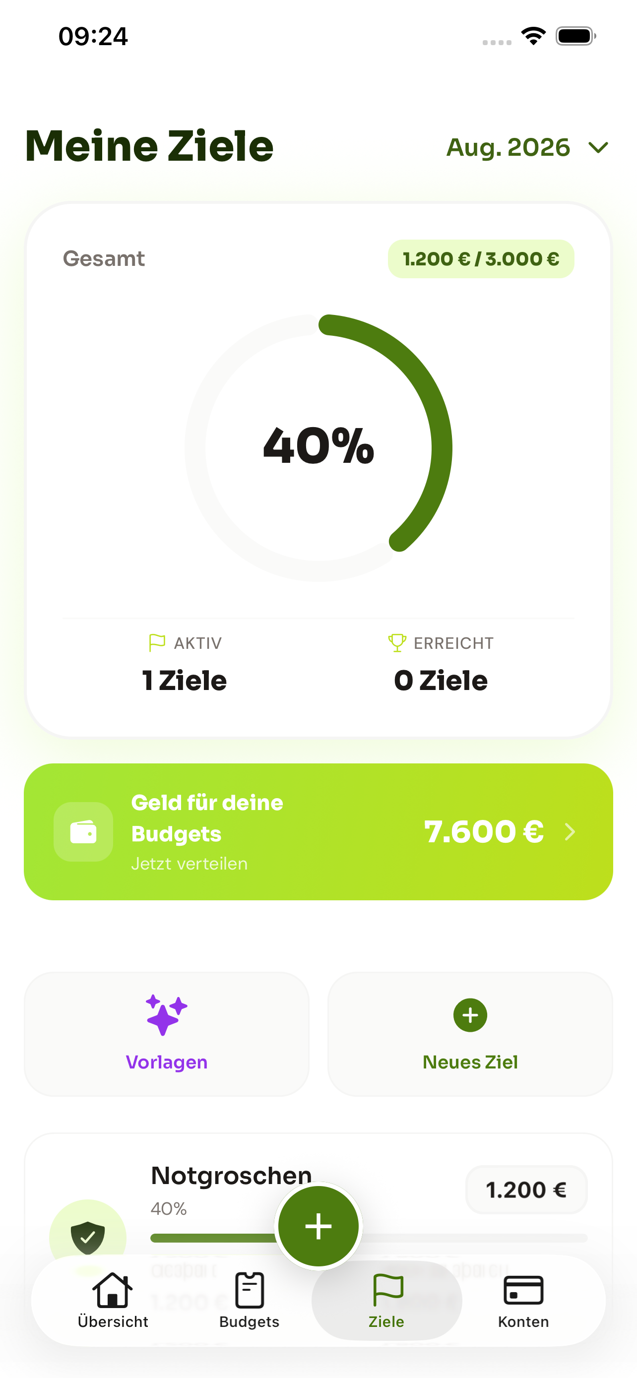 Gemeinsames Sparziel in der Plance App